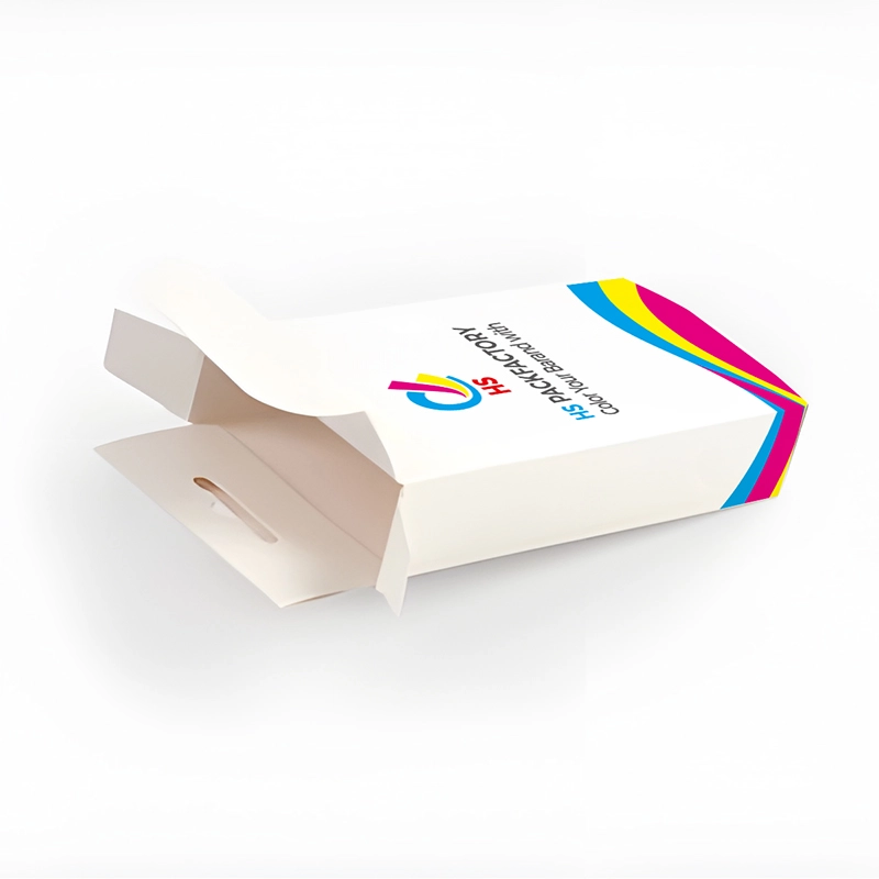 Open structuurweergave van aangepaste 5-paneel hanger vouwdoos voor haakdisplay in de detailhandel