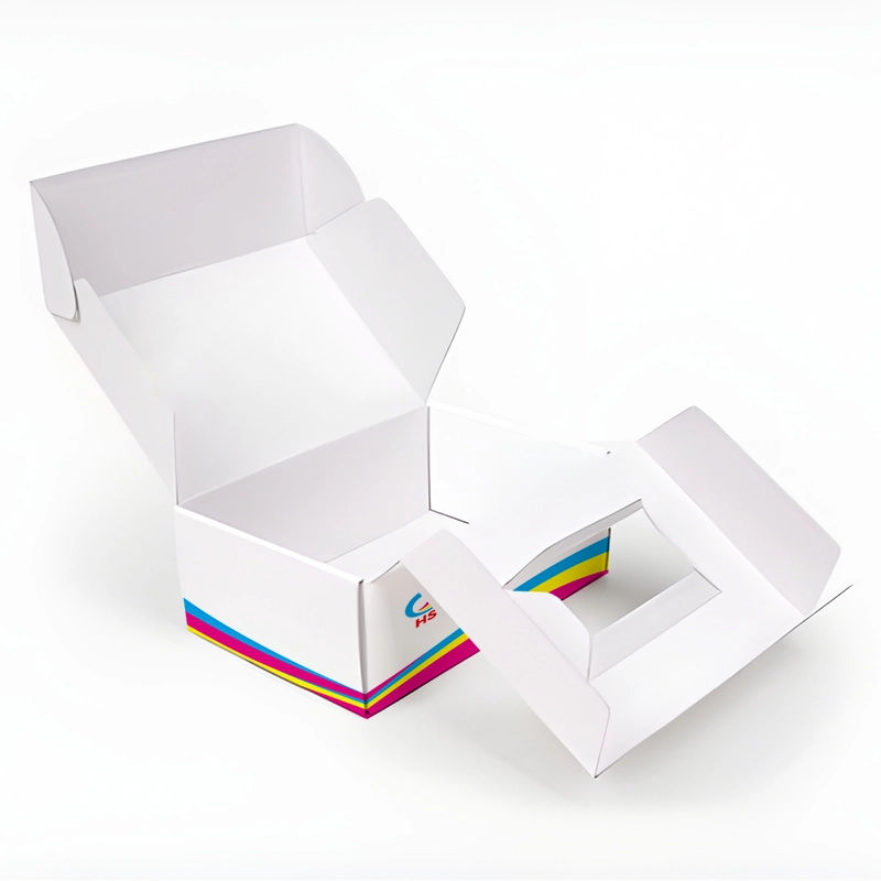Caja de cartón corrugado y diseño plano del inserto para un posicionamiento compacto del producto