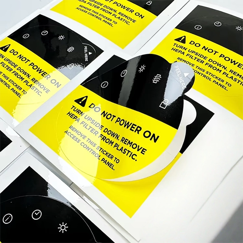 Custom industrial labels and warning labels for equipment identification