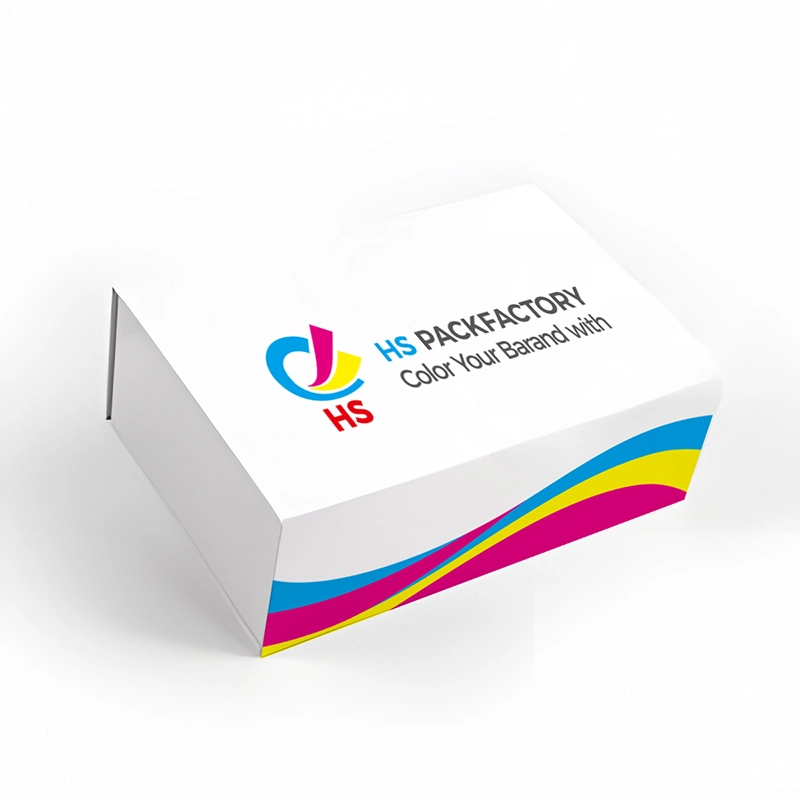 Flip top magnetic rigid box front view for luxury packaging
