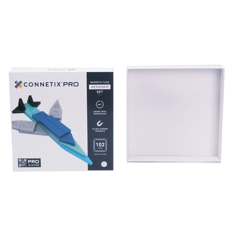 Lid and base rigid packaging box for building block toy packaging