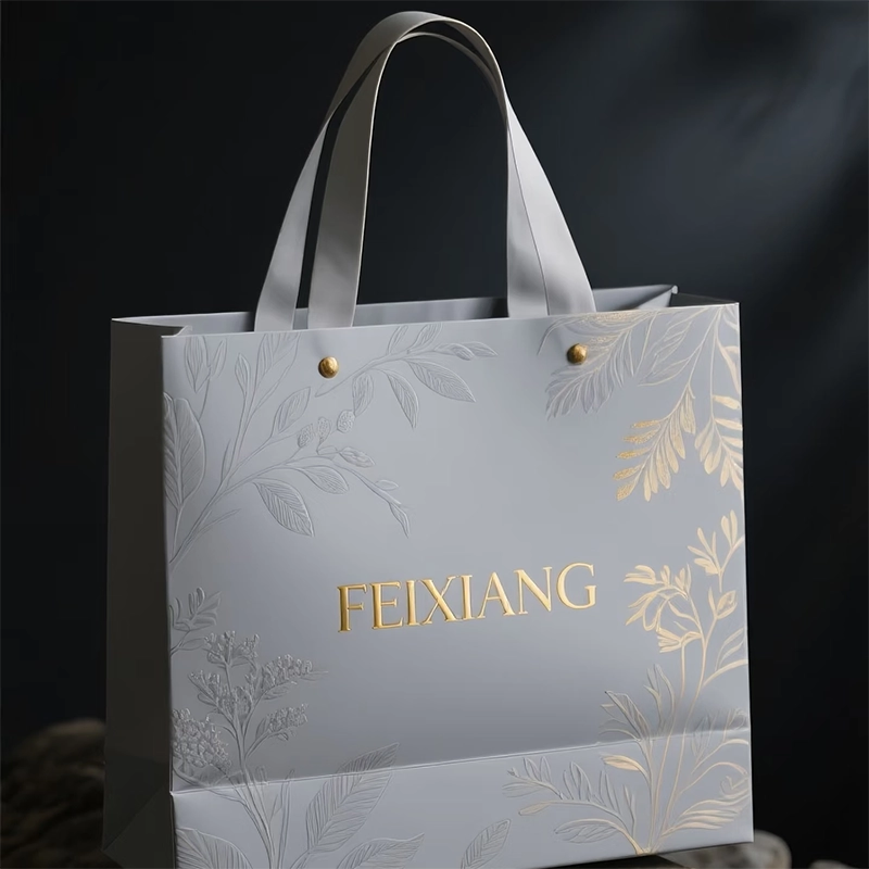 Luxury Euro tote bag with gold foil and embossed floral pattern