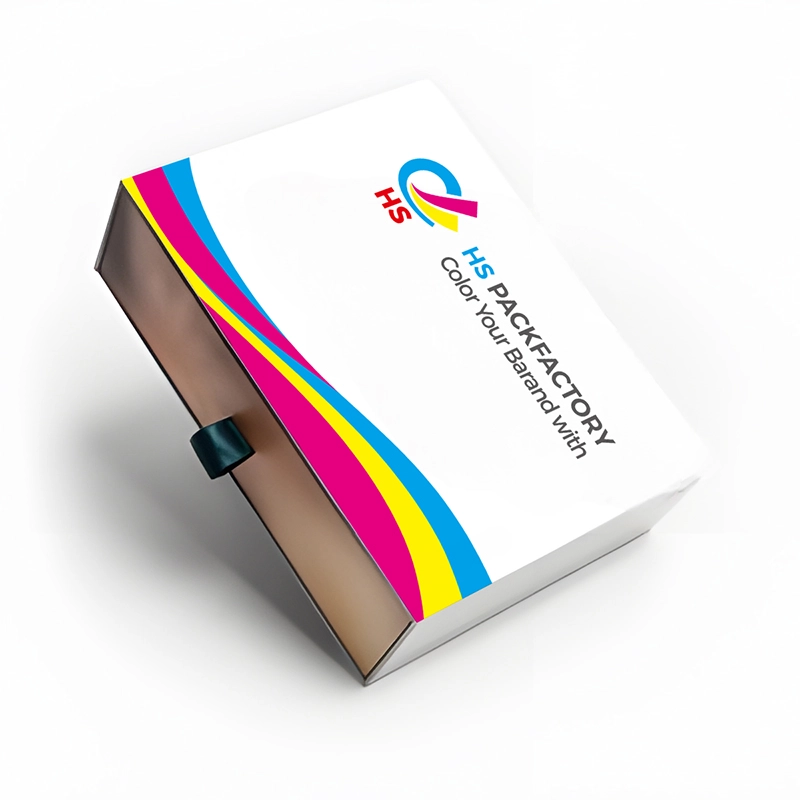 Drawer style rigid box front view for premium packaging