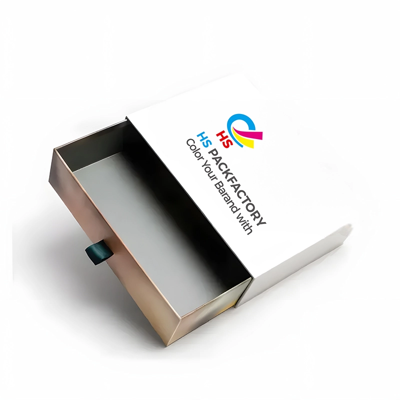 Slide-out drawer rigid box showing inner tray structure