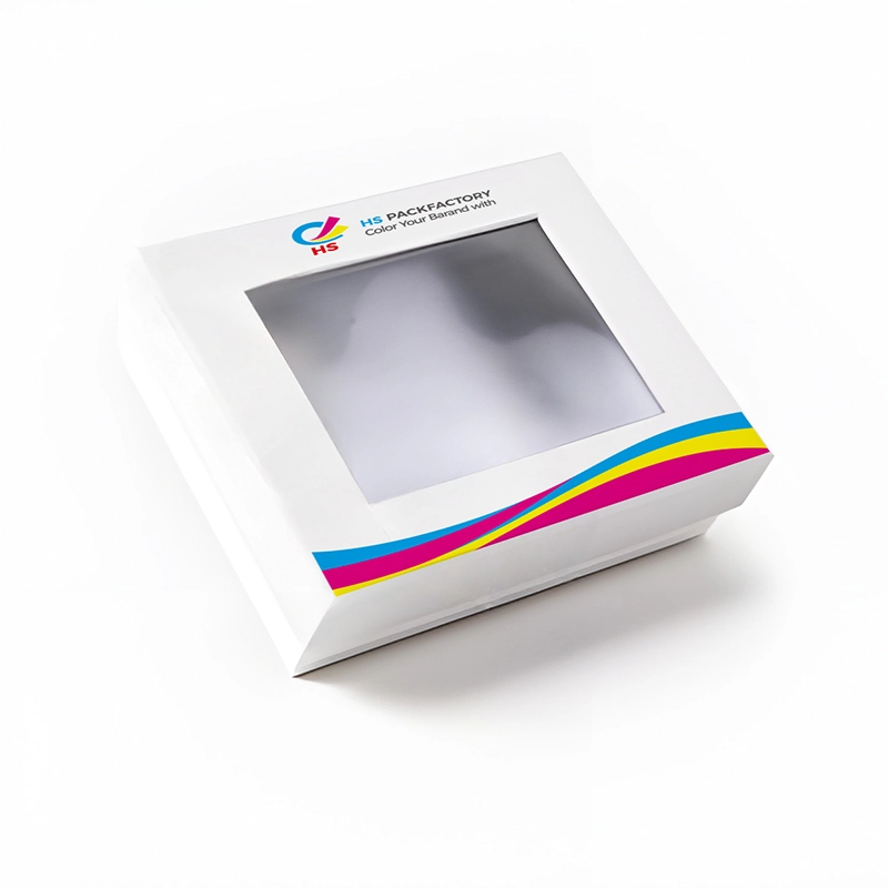 Partial cover rigid box front view for luxury packaging