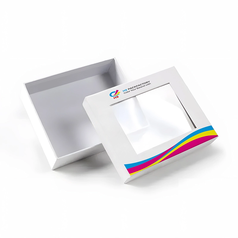 Open partial cover rigid box with visible inner tray structure