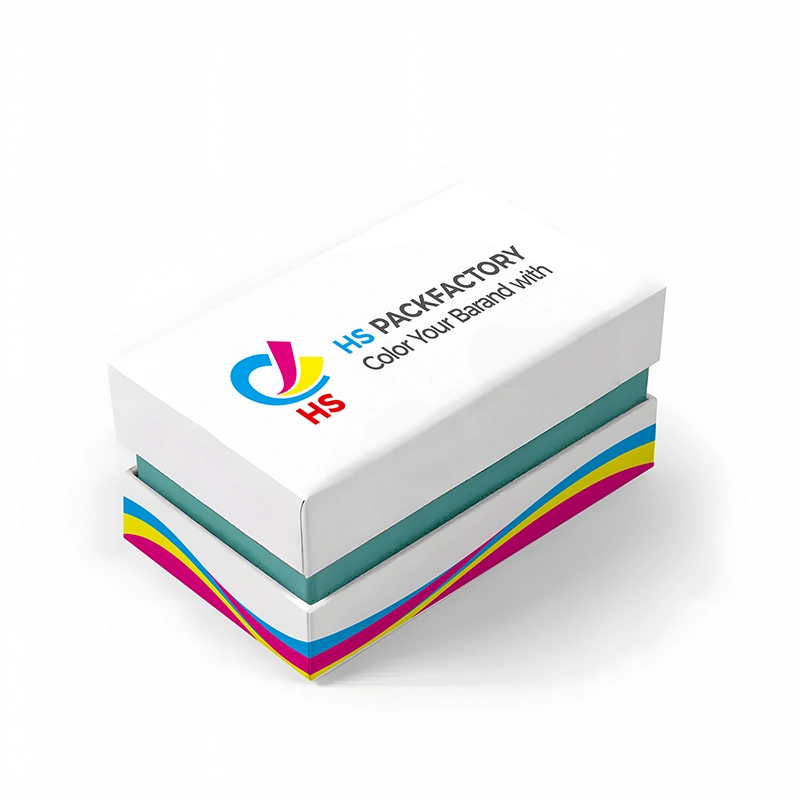 Vista frontal de la caja rígida con cuello de hombro para embalaje de productos premium