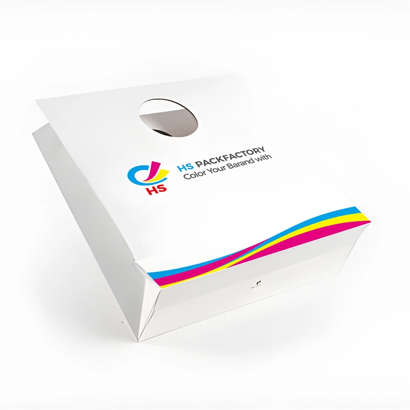 Die-cut paper bag with reinforced handle for retail packaging