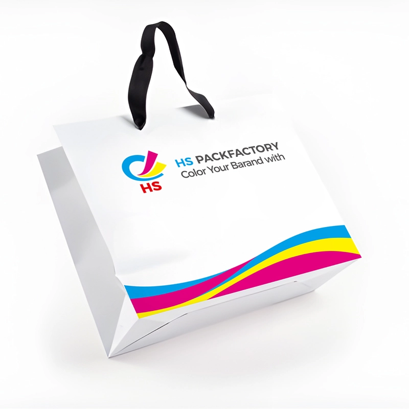 Custom printed Euro tote bag with foil logo for retail packaging