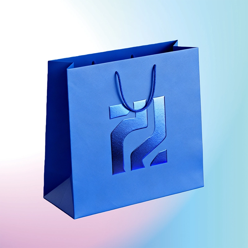 Luxury branded paper bag for cosmetic retail packaging