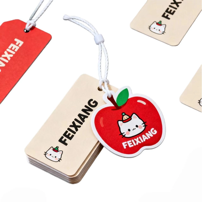 Individuell gestanzte Hangtags mit Logomotiven für Bekleidung und Einzelhandelsverpackungen