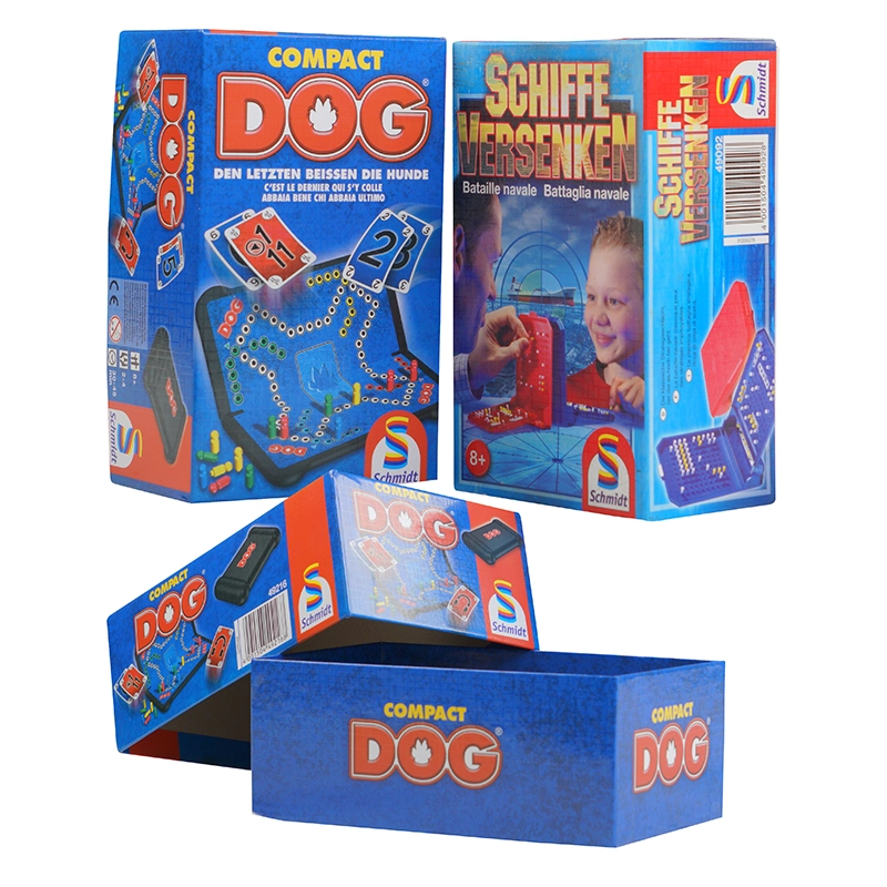 Zweiteilige starre Brettspielbox mit bedrucktem Deckel und Boden