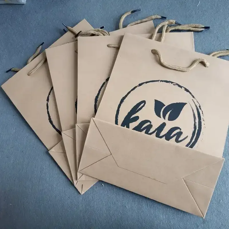 Custom luxury paper bag with foil stamping embossing rope handles and premium retail packaging finish