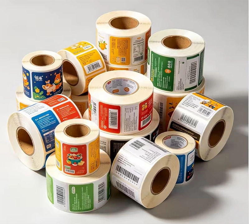 Custom printed roll labels for branded product packaging
